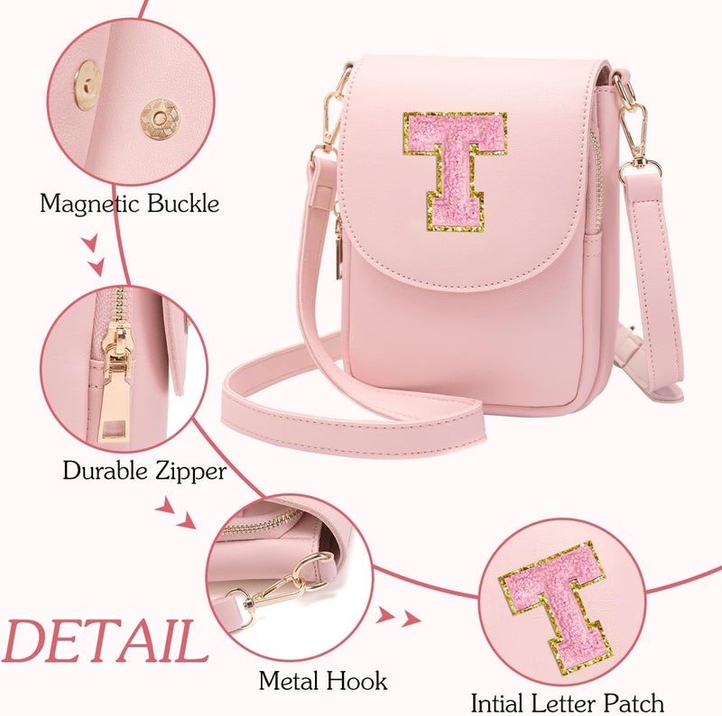 Viverte Crossbody Purse for Teen Girls Small Initial Cell Phone Toddler Purse Leather Triple Compartment Crossbody Bags - Image 5